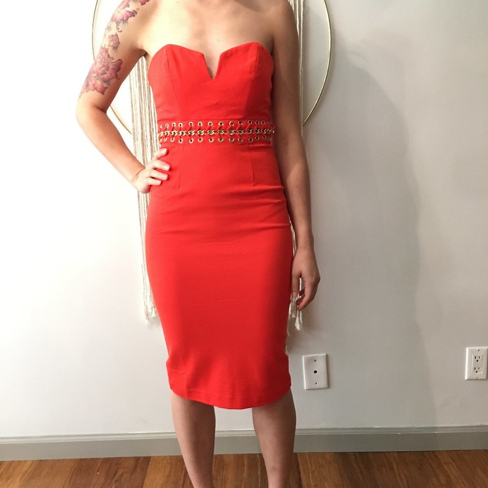 Blessed are the Meek CHAIN lace strapless cocktail